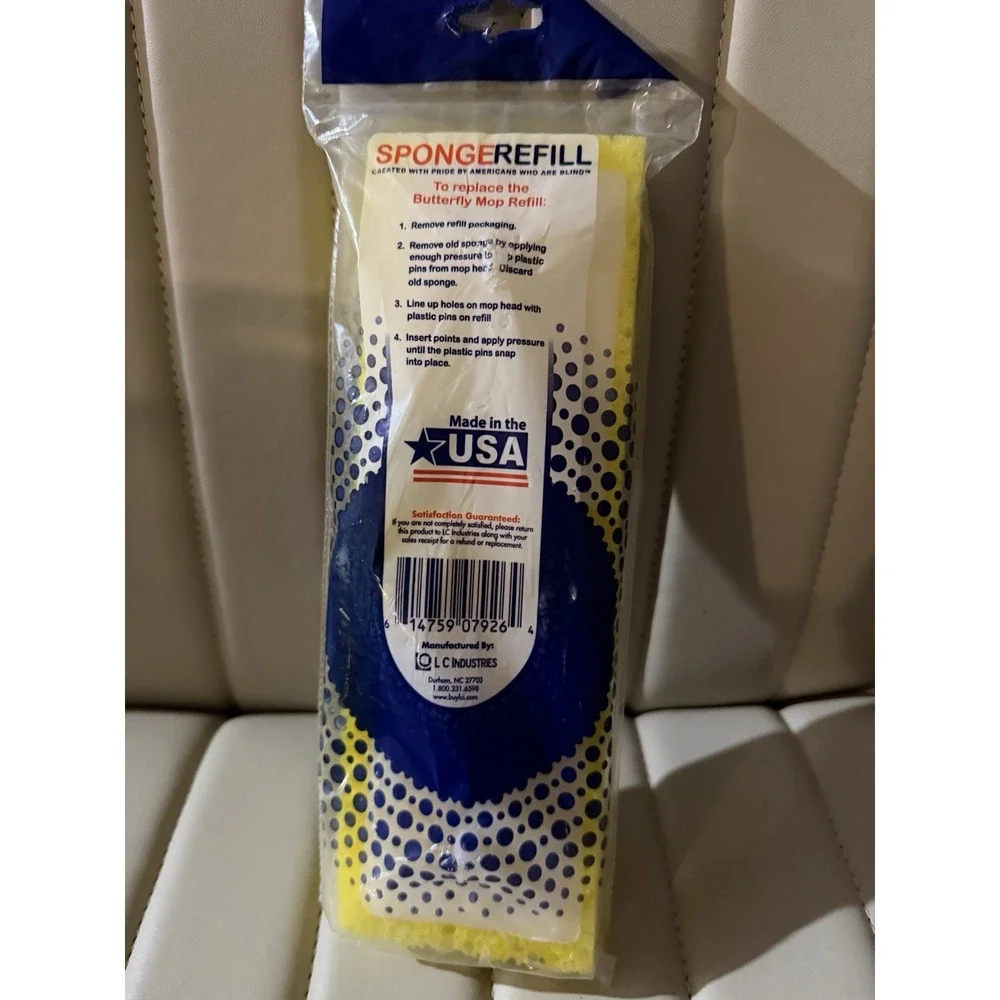 Sponge Mop REFILL TYPE i yellow cellulose squeeze Head butterfly pad 9.5
